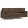 vidaXL 3-Sitzer-Sofa mit Kissen Braun 180 cm Stoff