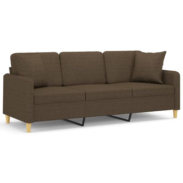vidaXL 3-Sitzer-Sofa mit Kissen Braun 180 cm Stoff