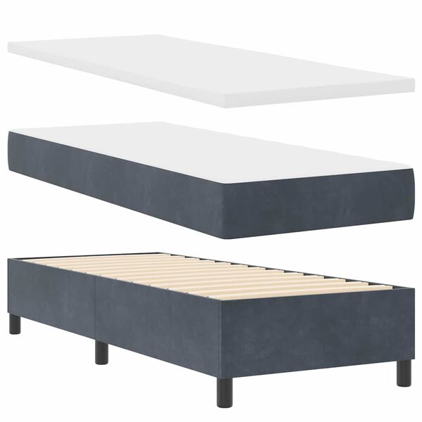 vidaXL Boxspringbett mit Matratze Dunkelgrau 80 x 200 cm Samt