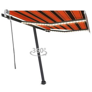 vidaXL Markise Manuell Einziehbar mit LED 300x250 cm Orange und Braun