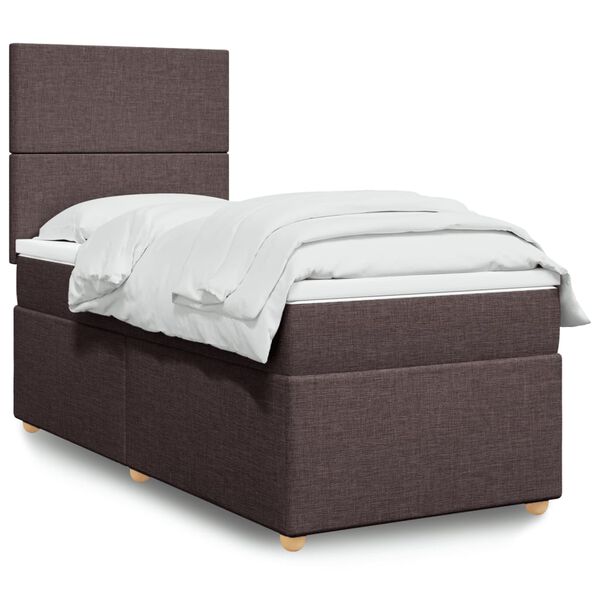 vidaXL Boxspringbett mit Matratze Dunkelbraun 100x200 cm Stoff