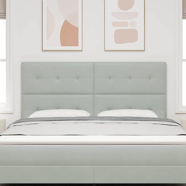 vidaXL LED Kopfteil mit LED-Lichtleisten Hellgrau 180 cm Polyester