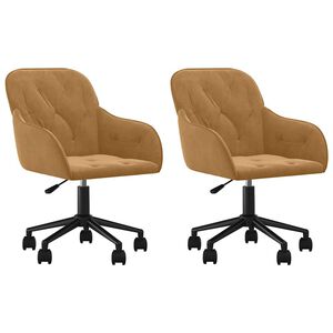 vidaXL Esszimmerst&uuml;hle 2 Stk. Drehbar Braun Samt