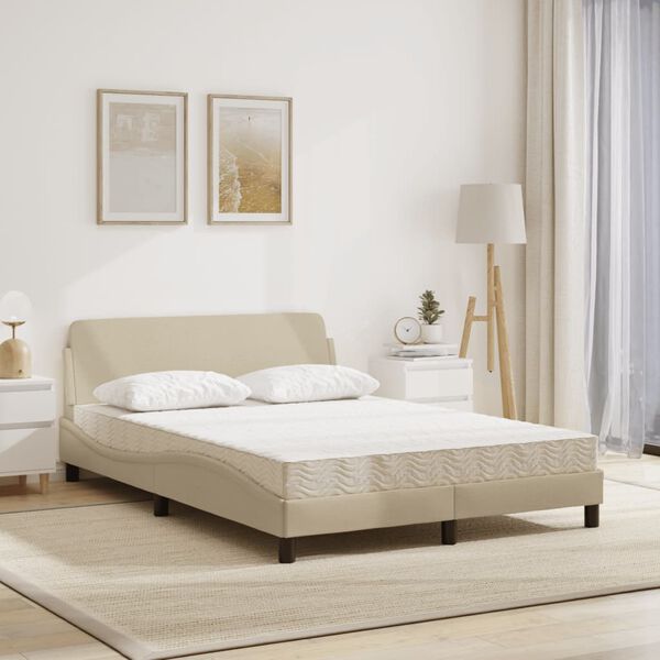 vidaXL Bett mit Matratze "Dover" Creme 140x190 cm Stoff