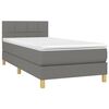 vidaXL Boxspringbett mit Matratze Dunkelgrau 90x190 cm Stoff