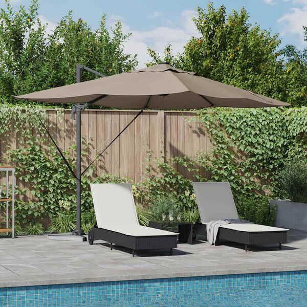 vidaXL Sonnenschirm Taupe 352 x 251 x 265 cm Polyester und Aluminium