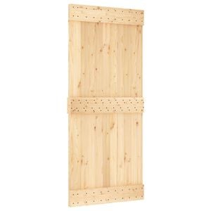 vidaXL Schiebet&uuml;r NARVIK Nat&uuml;rlich und Schwarz 90 x 210 cm (213,5 cm)