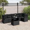 vidaXL 7-tlg. Garten-Sofagarnitur mit Kissen Schwarz Poly Rattan
