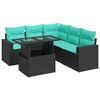 vidaXL 6-tlg. Garten-Sofagarnitur mit Kissen Schwarz Poly Rattan