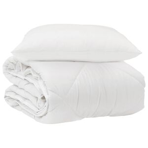 vidaXL Ganzjahresbettdecke mit Kissen 2 pcs Wei&szlig; Mikrofaser