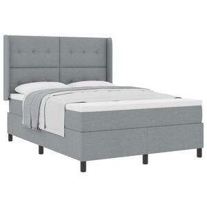 vidaXL Boxspringbett mit Kissen Hellgrau 200 x 160 cm Stoff