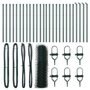 vidaXL Zaunpfosten Gr&uuml;n 50 x 0,8 m (50 mm Maschen) Stahl und PVC