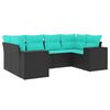 vidaXL 6-teiliges Gartensofa-Set mit Kissen, schwarzes Polyrattan
