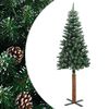 vidaXL Weihnachtsbaum Schlank mit Echtholz und Schnee Gr&uuml;n 150 cm
