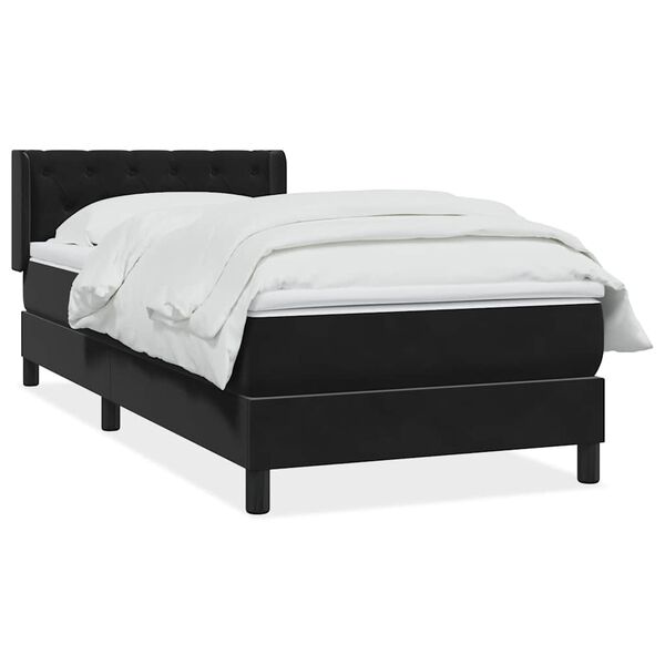 vidaXL Boxspringbett mit Matratze Schwarz 80x210 cm Samt