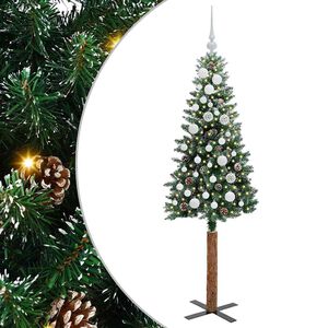 vidaXL Schlanker Weihnachtsbaum mit 150 LEDs mit St&auml;nder Gr&uuml;n 150 cm