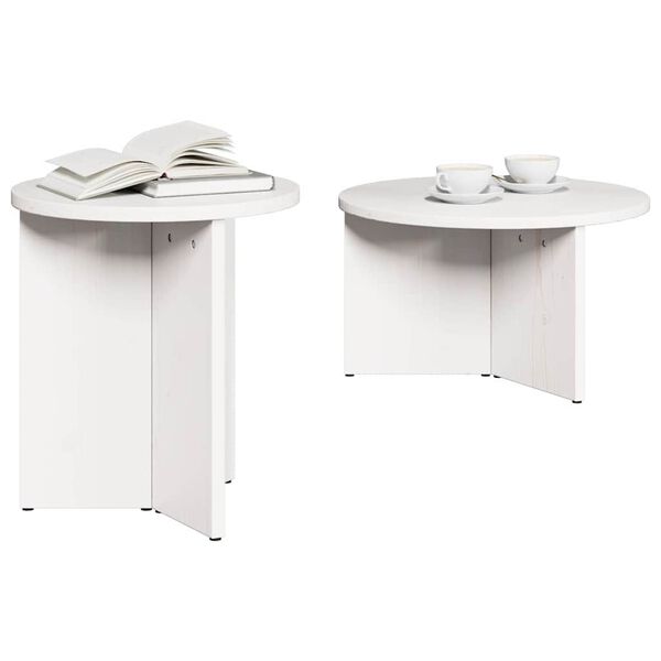 vidaXL Couchtisch 2 pcs Weiß Massivholz Kiefer