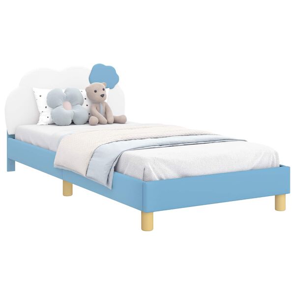 vidaXL Kinderbettgestell mit Kopfteil mit Kopfteil Blau 90 x 200 cm PU