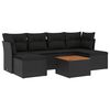 vidaXL 7-tlg. Garten-Sofagarnitur mit Kissen Schwarz Poly Rattan