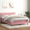 vidaXL Boxspringbett mit Matratze Rosa 160x220 cm Samt