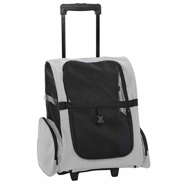 vidaXL Trolley f&uuml;r Haustiere 3-in-1 Grau 48x32x(57-106) cm cm Oxford-Gewebe