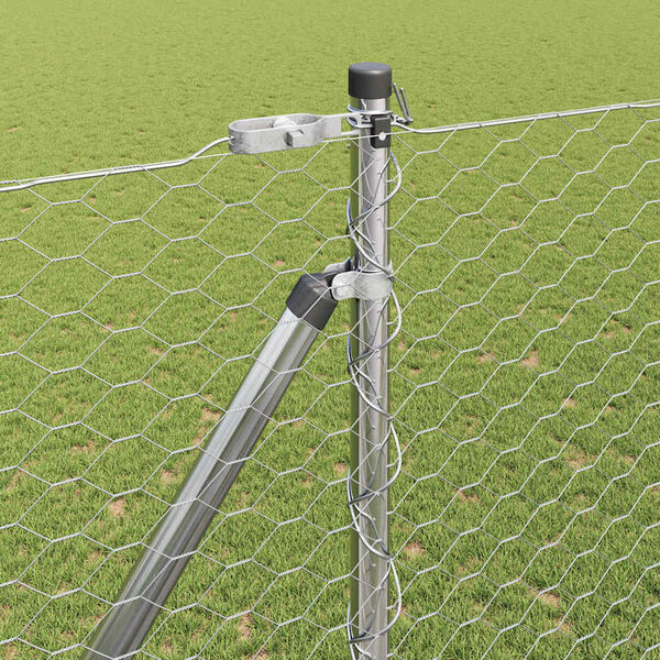 vidaXL Zaunpfosten Silber 25 x 1,6 m (36 mm Mesh) Stahl