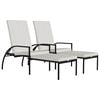 vidaXL Sonnenliegen 2 Stk. mit Fu&szlig;hocker PE-Rattan Braun