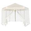 vidaXL Hexagonal Pop-Up Zelt mit 6 Seitenw&auml;nden Cremewei&szlig; 3,6x3,1 m