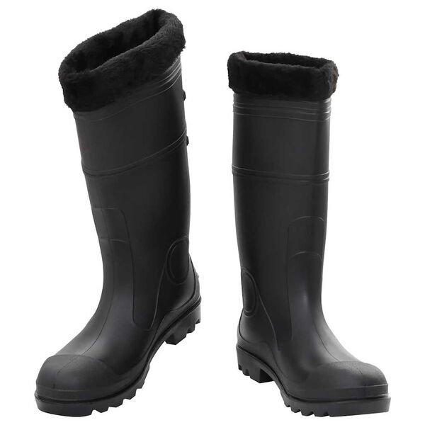 vidaXL Gummistiefel mit Herausnehmbarem Innenfutter Schwarz Gr. 45 PVC