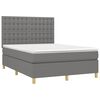 vidaXL Boxspringbett mit Matratze & LED Dunkelgrau 140x200 cm Stoff