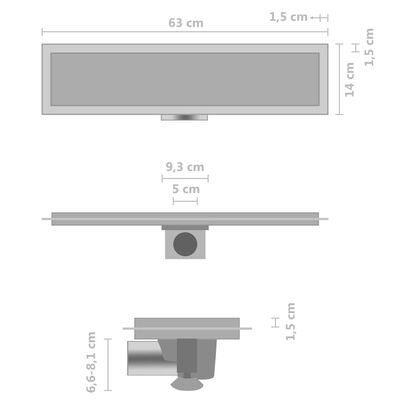 vidaXL Duschablauf 2-in-1 Abdeckung 63×14 cm Edelstahl