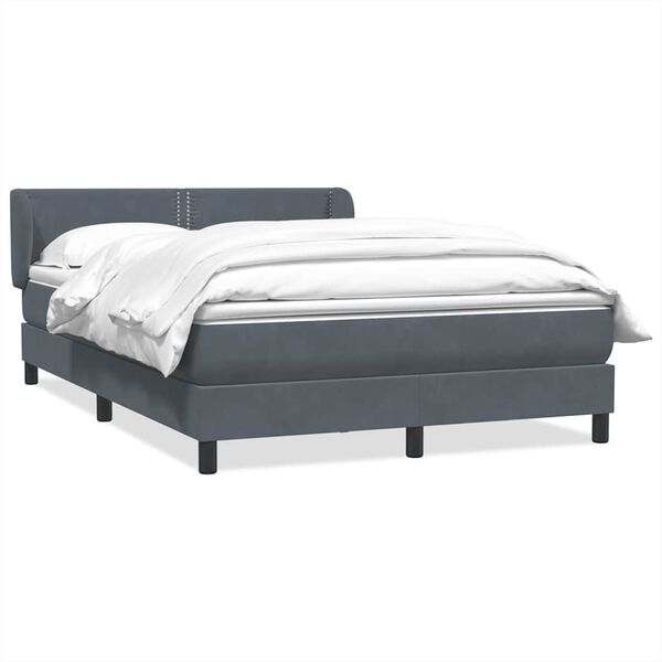 vidaXL Boxspringbett mit Matratze Dunkelgrau 140x210 cm Samt