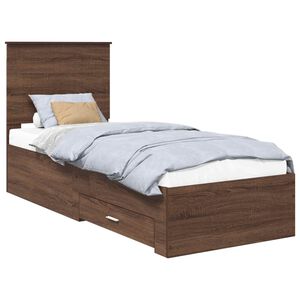 vidaXL Bettrahmen Braune Eiche und Silber 70 x 190 cm Holzwerkstoff