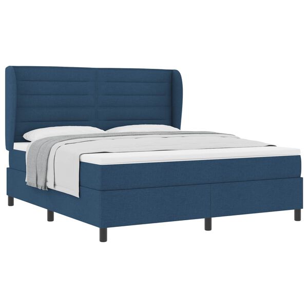 vidaXL Boxspringbett mit Matratze mit Kopfteil Blau 180 x 200 cm Stoff
