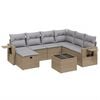 vidaXL 8-tlg. Garten-Sofagarnitur mit Kissen Beige Poly Rattan