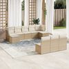 vidaXL 10-tlg. Garten-Sofagarnitur mit Kissen Beige Poly Rattan