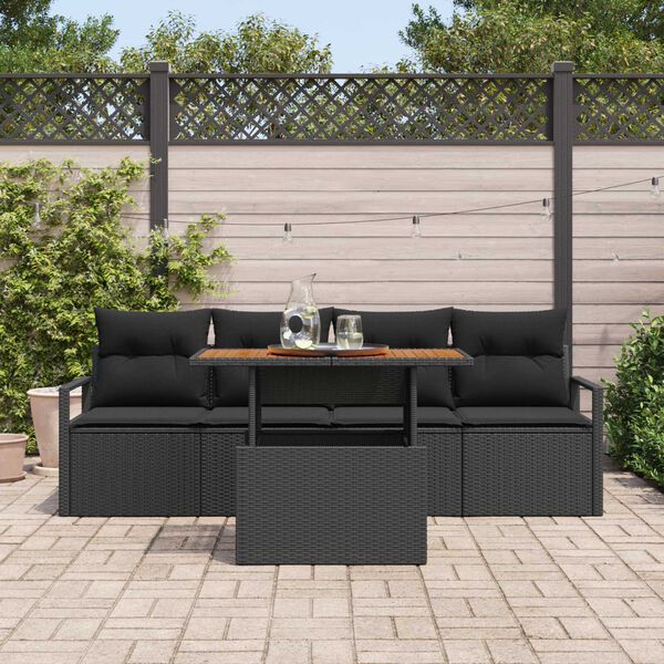 vidaXL Garten-Sofa-Set mit Speicher 5 pcs Schwarz Poly Rattan