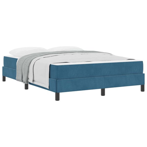 vidaXL Boxspringbett mit Matratze Dunkelblau 160 x 200 cm Stoff
