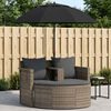 vidaXL Gartenbett mit Sonnenschirm Grau Poly Rattan