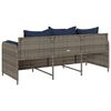 vidaXL Gartensofa mit Kissen 3-Sitzer Grau Poly Rattan