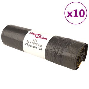 vidaXL M&uuml;lls&auml;cke mit Zugband 250 Stk. Schwarz 35 L