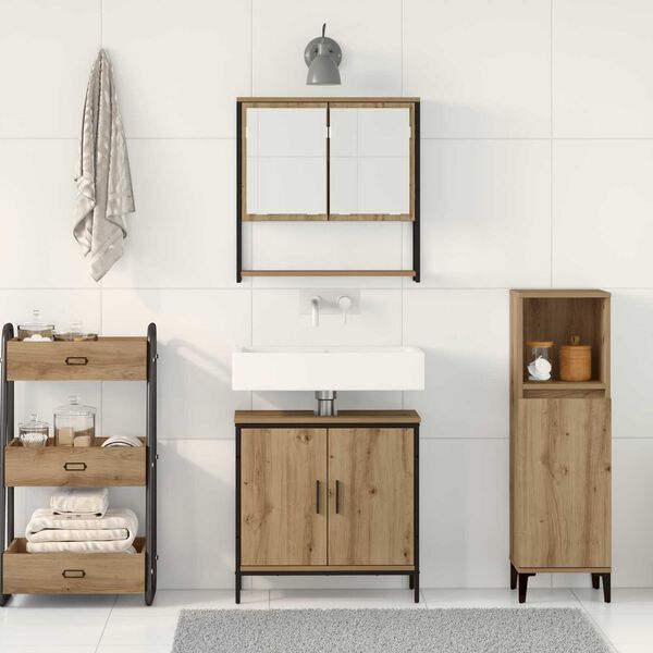 vidaXL Badezimmermöbel-Set mit Regal mit Tür 2 pcs Braun Holzwerkstoff