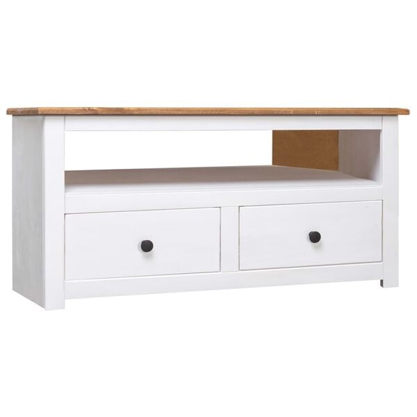 vidaXL TV-Eckschrank Wei&szlig; 93 x 49 x 49 cm Massivholz Panama-Kiefer