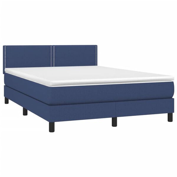 vidaXL Boxspringbett mit Matratze Blau 140x190 cm Stoff