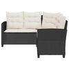 vidaXL Gartensofa in L-Form mit Tisch und Kissen Schwarz Poly Rattan