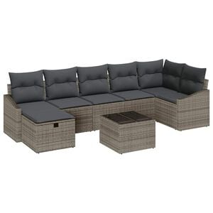 vidaXL Sofa Set mit Kissen 8 pcs Poly-Rattan