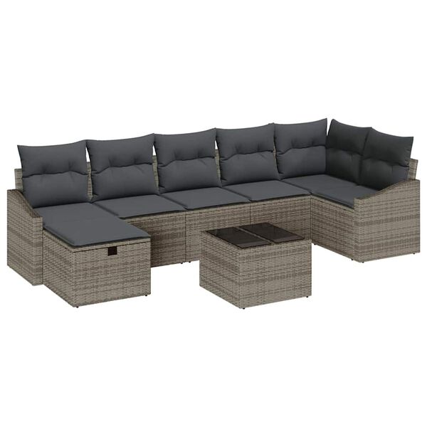 vidaXL Garten-Sofa-Set 8 pcs Grau 55 x 62 x 69 cm Poly Rattan