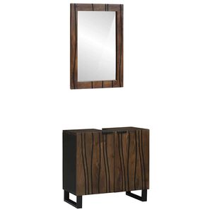 vidaXL Badezimmerm&ouml;bel-Set mit Regal 2 pcs Walnussbraun Holzwerkstoff
