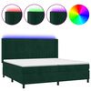vidaXL Boxspringbett mit Matratze & LED Dunkelgr&uuml;n 200x200 cm Samt