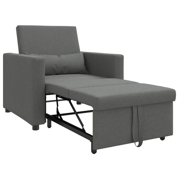 vidaXL Einzel-Schlafsofa mit Rädern Dunkelgrau 90 x 165 x 87 cm Stoff